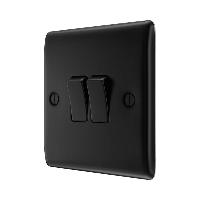 BG Nexus Metal Matt Black 2G 2W Light Switch NFB42