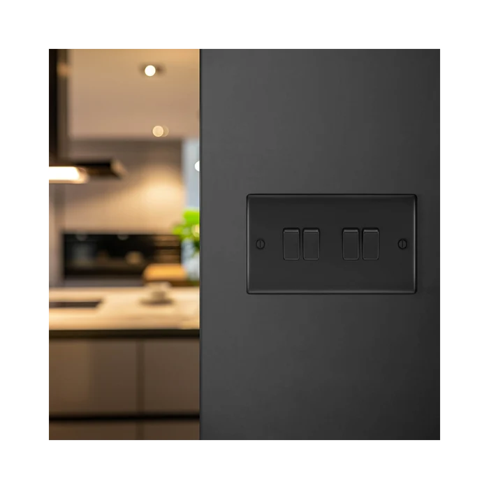 BG Nexus Metal Matt Black 4G 2W Light Switch NFB44