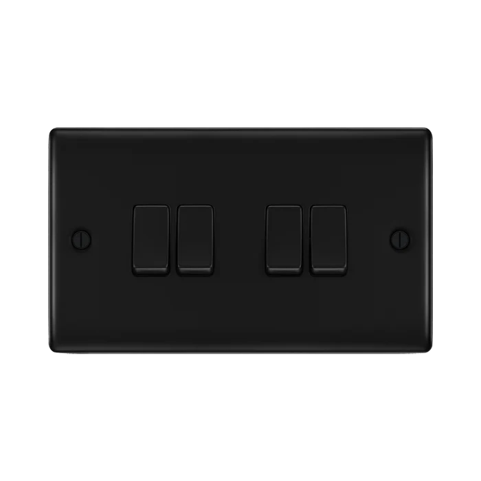 BG Nexus Metal Matt Black 4G 2W Light Switch NFB44