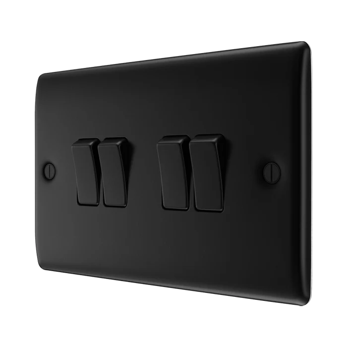 BG Nexus Metal Matt Black 4G 2W Light Switch NFB44