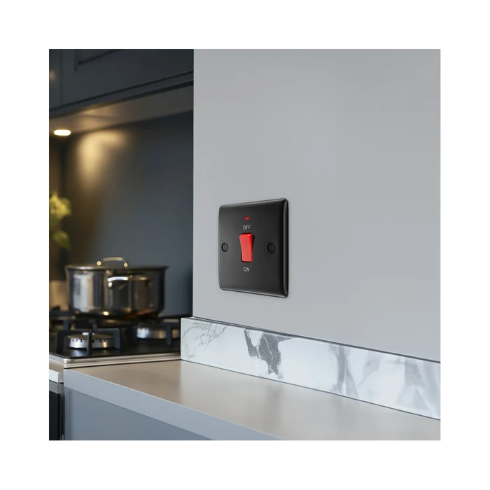 BG Nexus Metal Matt Black 45A Cooker Switch NFB74