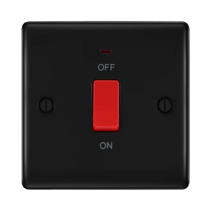 BG Nexus Metal Matt Black 45A Cooker Switch NFB74