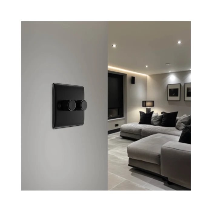 BG Nexus Metal Matt Black 2G Dimmer Switch NFB82