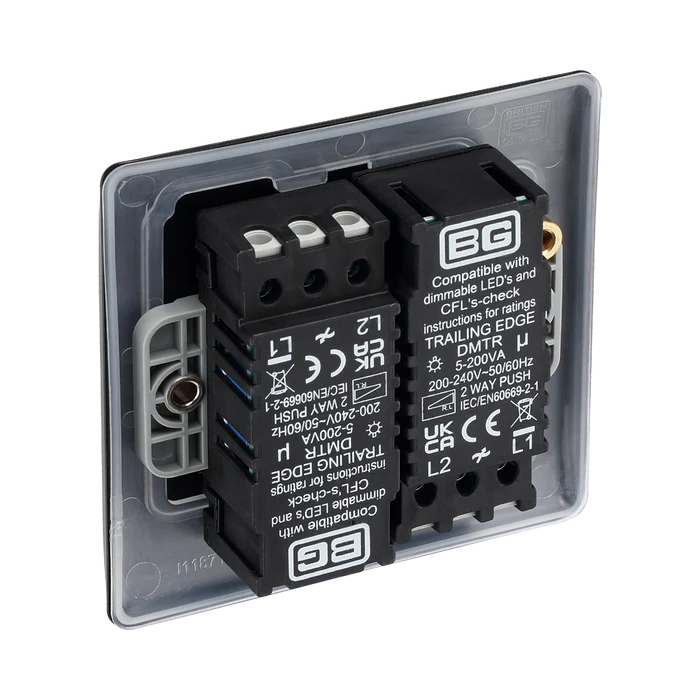 BG Nexus Metal Matt Black 2G Dimmer Switch NFB82
