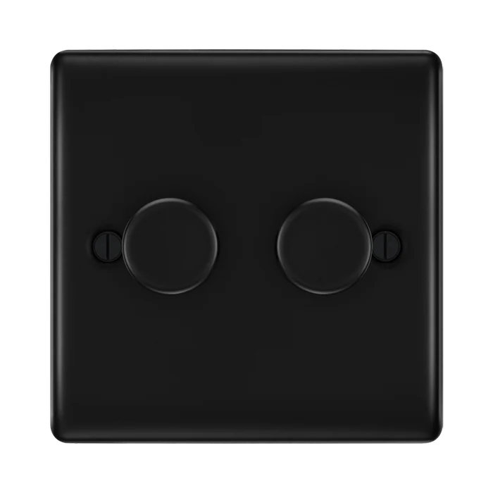 BG Nexus Metal Matt Black 2G Dimmer Switch NFB82