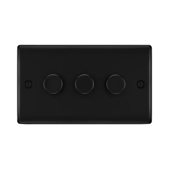 BG Nexus Metal Matt Black 3G Dimmer Switch NFB83