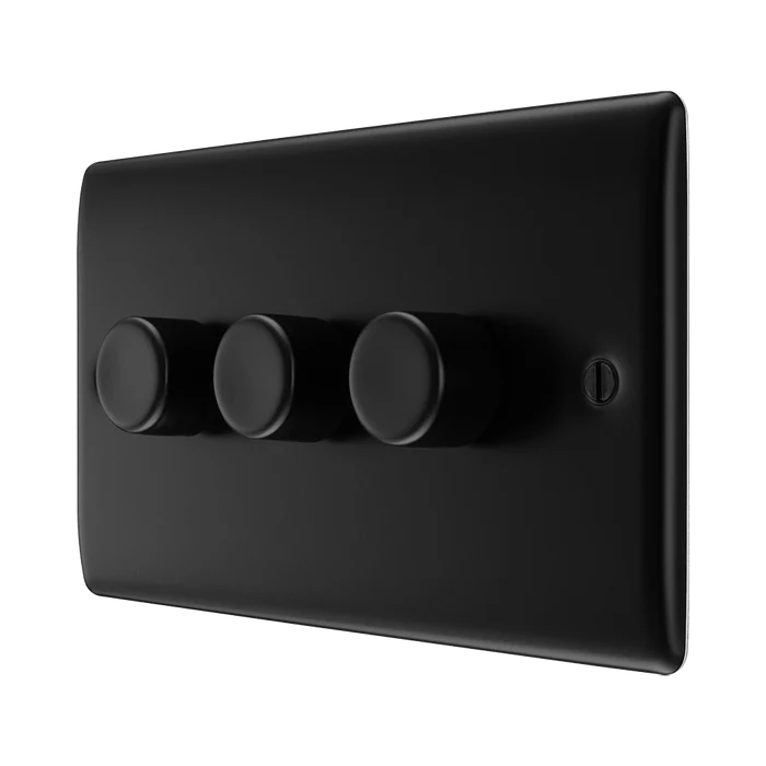 BG Nexus Metal Matt Black 3G Dimmer Switch NFB83