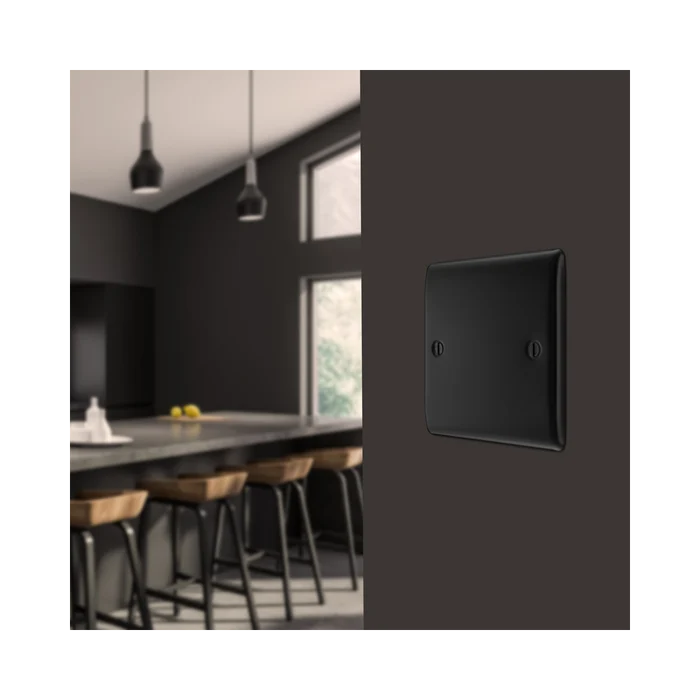 BG Nexus Metal Matt Black Single Blank Plate NFB94