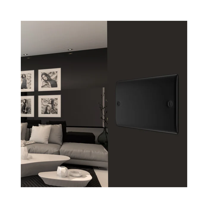 BG Nexus Metal Matt Black Double Blank Plate NFB95