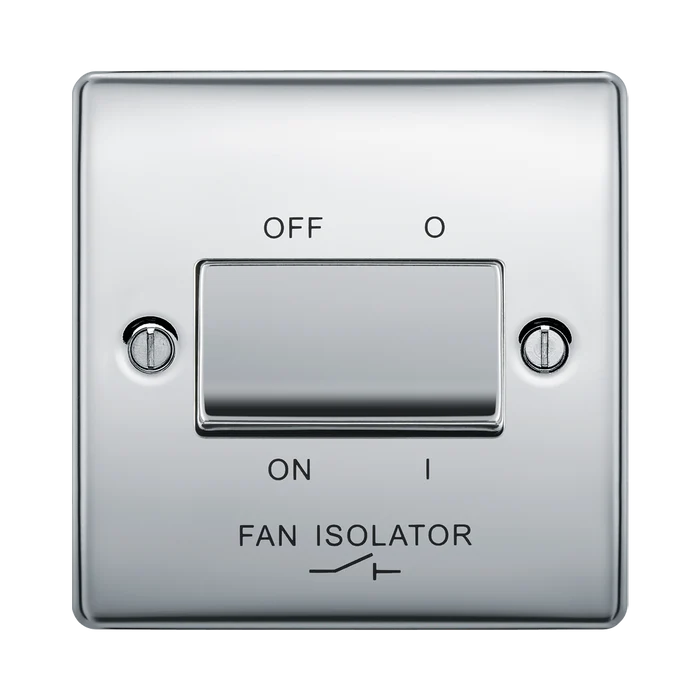 BG NPC15 Nexus Metal Polished Chrome Triple Pole Fan Isolator Switch, 10A