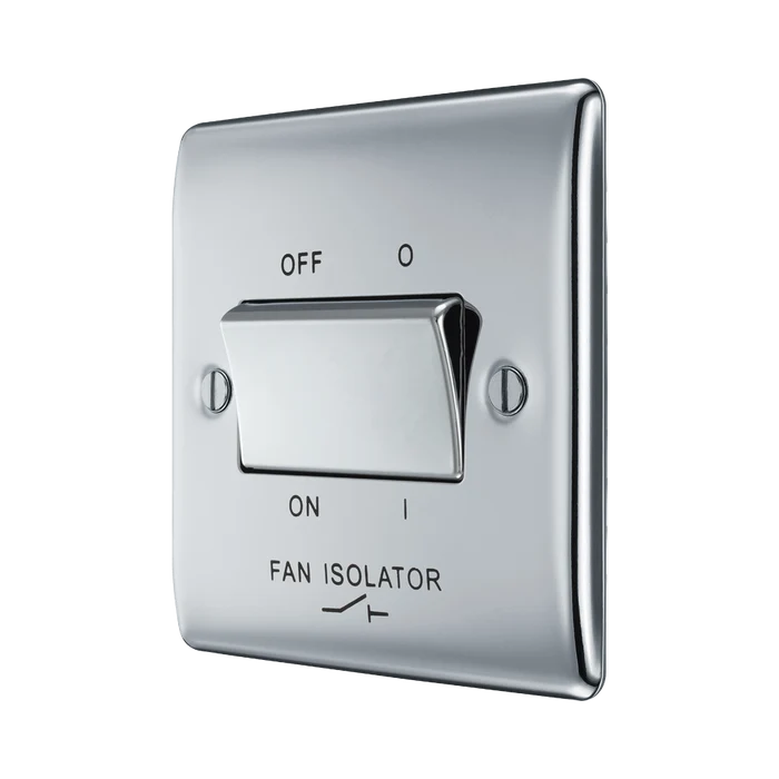 BG NPC15 Nexus Metal Polished Chrome Triple Pole Fan Isolator Switch, 10A
