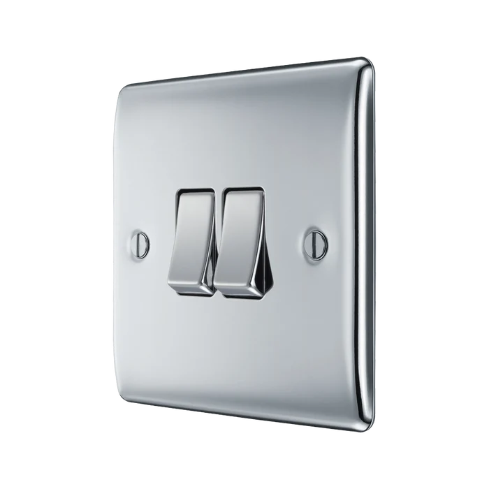 BG Nexus Metal Polished Chrome 2G 2W Light Switch NPC42