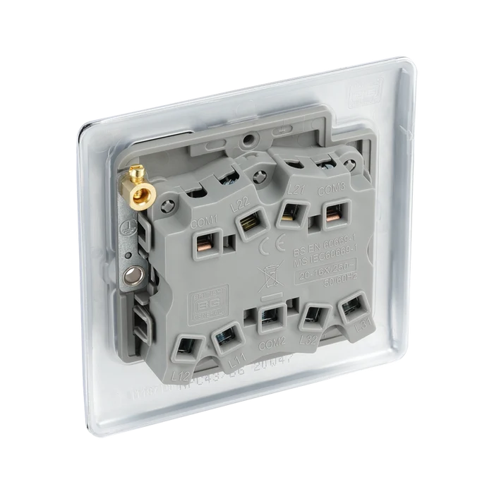 BG Nexus Metal Polished Chrome 3G 2W Light Switch NPC43