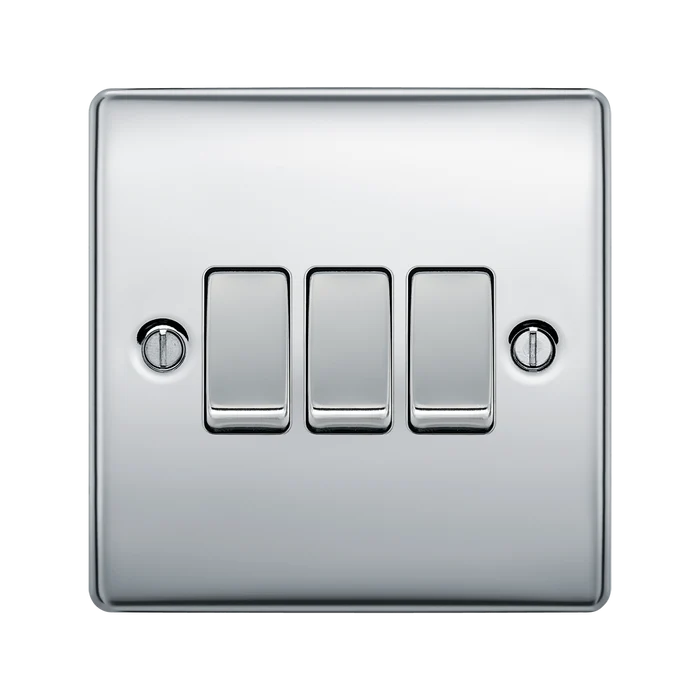 BG Nexus Metal Polished Chrome 3G 2W Light Switch NPC43