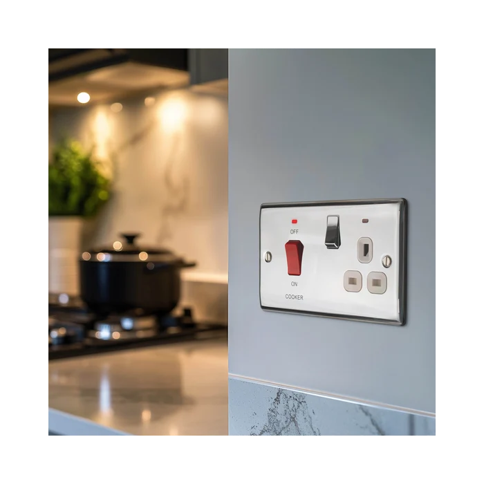 BG Nexus Metal Polished Chrome Cooker Switch with 13A Socket NPC70W