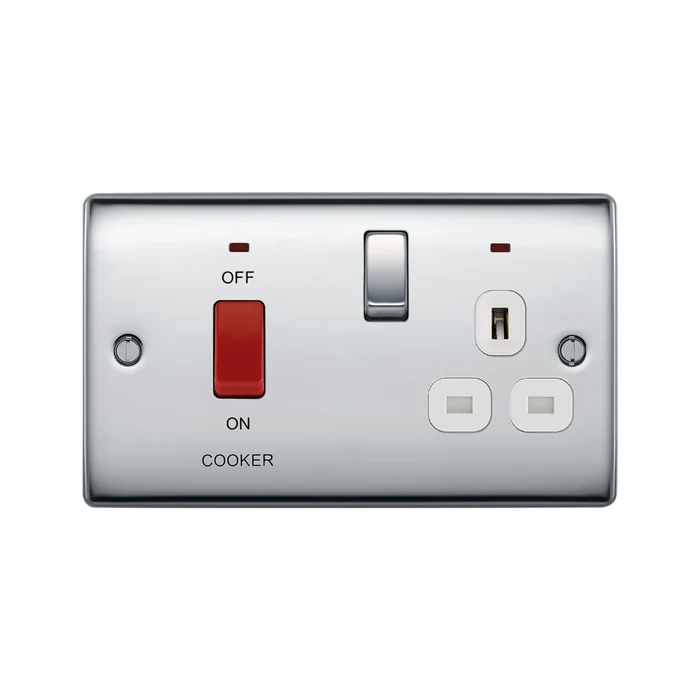 BG Nexus Metal Polished Chrome Cooker Switch with 13A Socket NPC70W