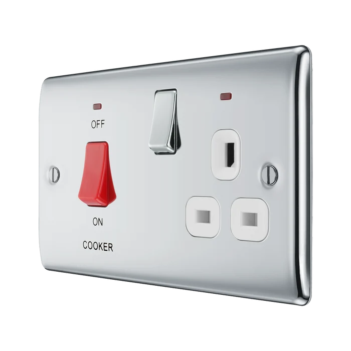 BG Nexus Metal Polished Chrome Cooker Switch with 13A Socket NPC70W