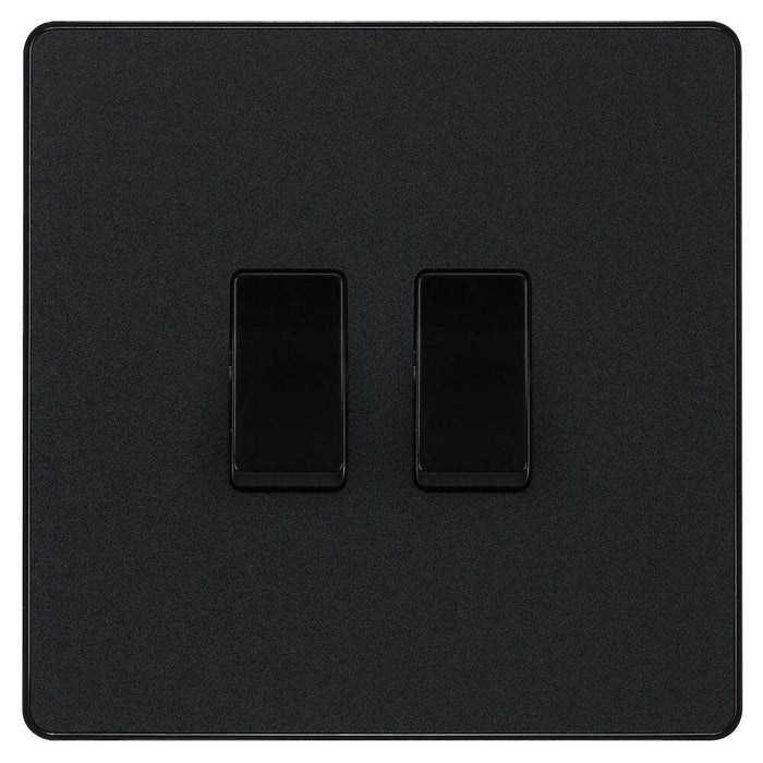 BG Evolve Matt Black 2G 2W Light Switch PCDMB42B